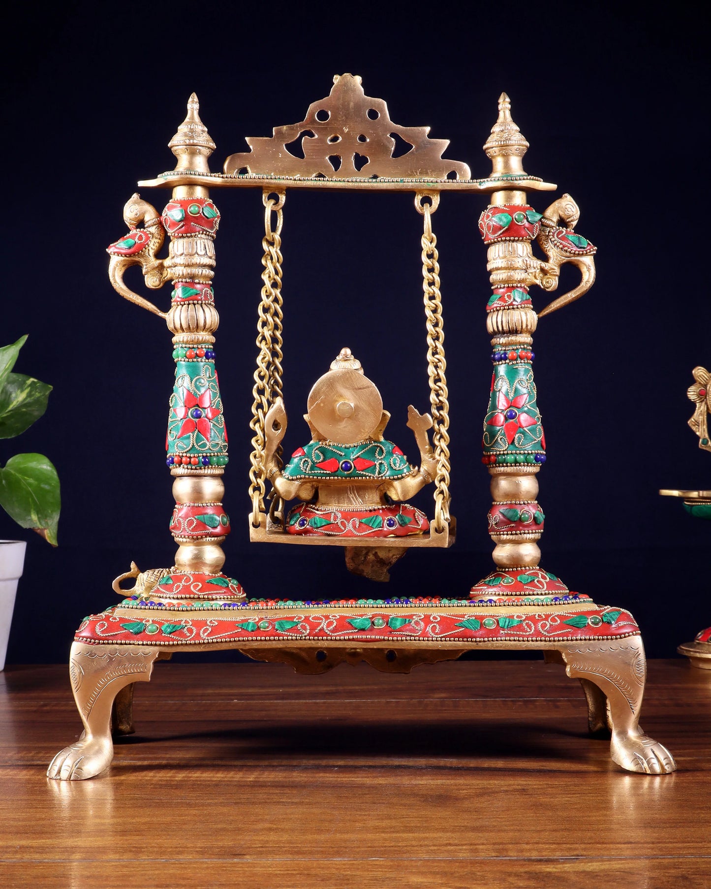 Brassaura™ Brass Lord Ganesha on Swing | Height 13 Inches & Weight 4.37 Kgs