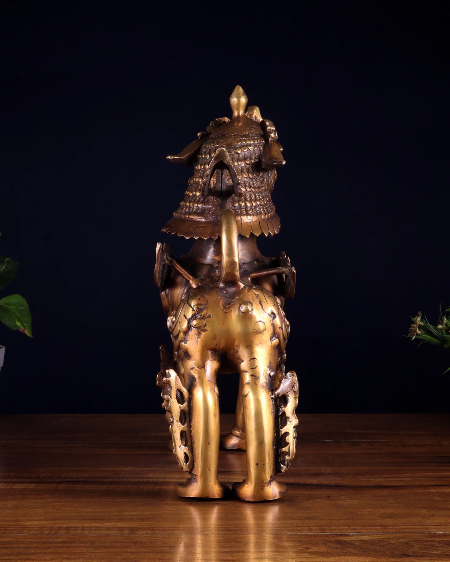 Brassaura™ Solid Brass Tibetan Lion Statue | Handcrafted Himalayan Heritage Art | Weight 20 Kgs | Height 14.5 Inches