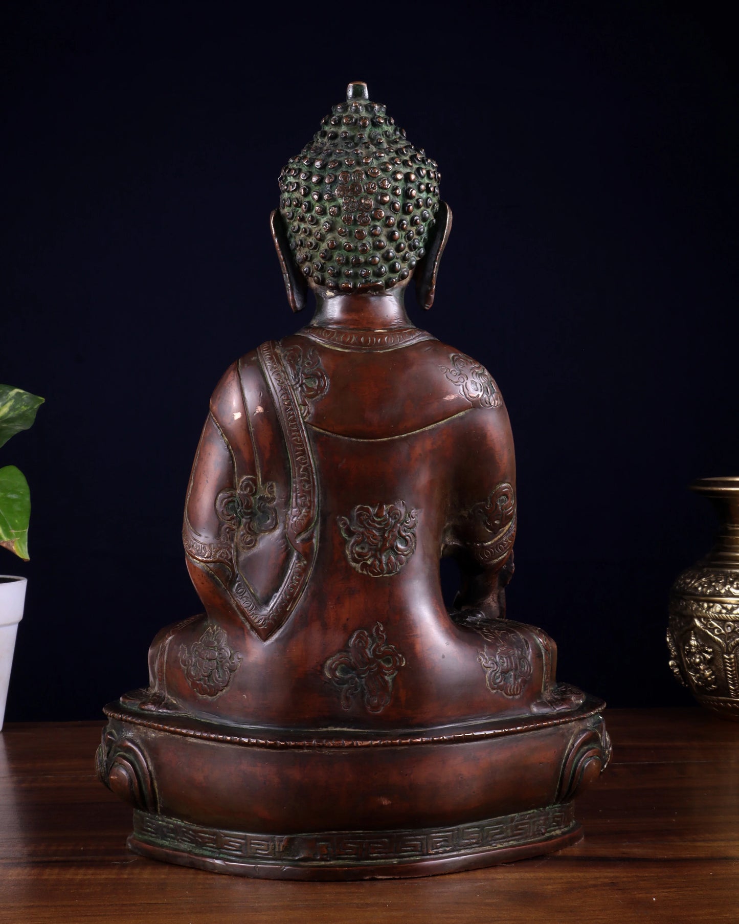 Brassaura™ Pure Brass Medicine Buddha Statue | Antique Tone Handcrafted Décor | Weight 4.58 Kgs | Height 12 Inches