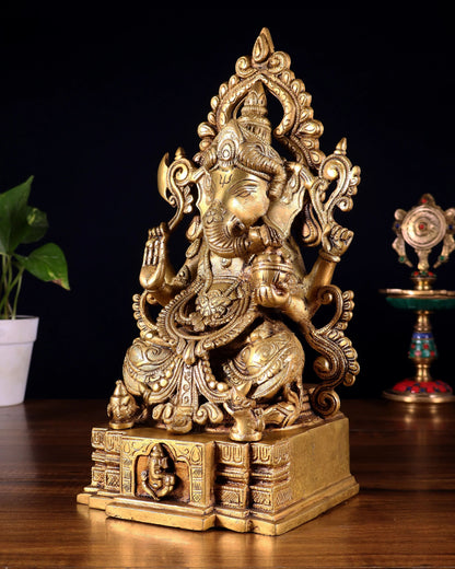 Brassaura™ Brass Lord Ganesha Statue | Height 12 Inches & Weight 5.5 Kgs