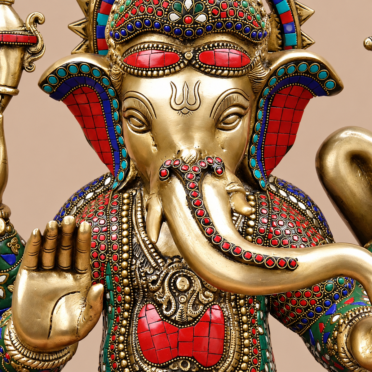 ब्रासोरा® वृंदावन वेणुगोपाल कृष्ण पीतल की प्रतिमा मोर के साथ | एंटीक नीला और सुनहरा रंग | ऊँचाई 20 इंच