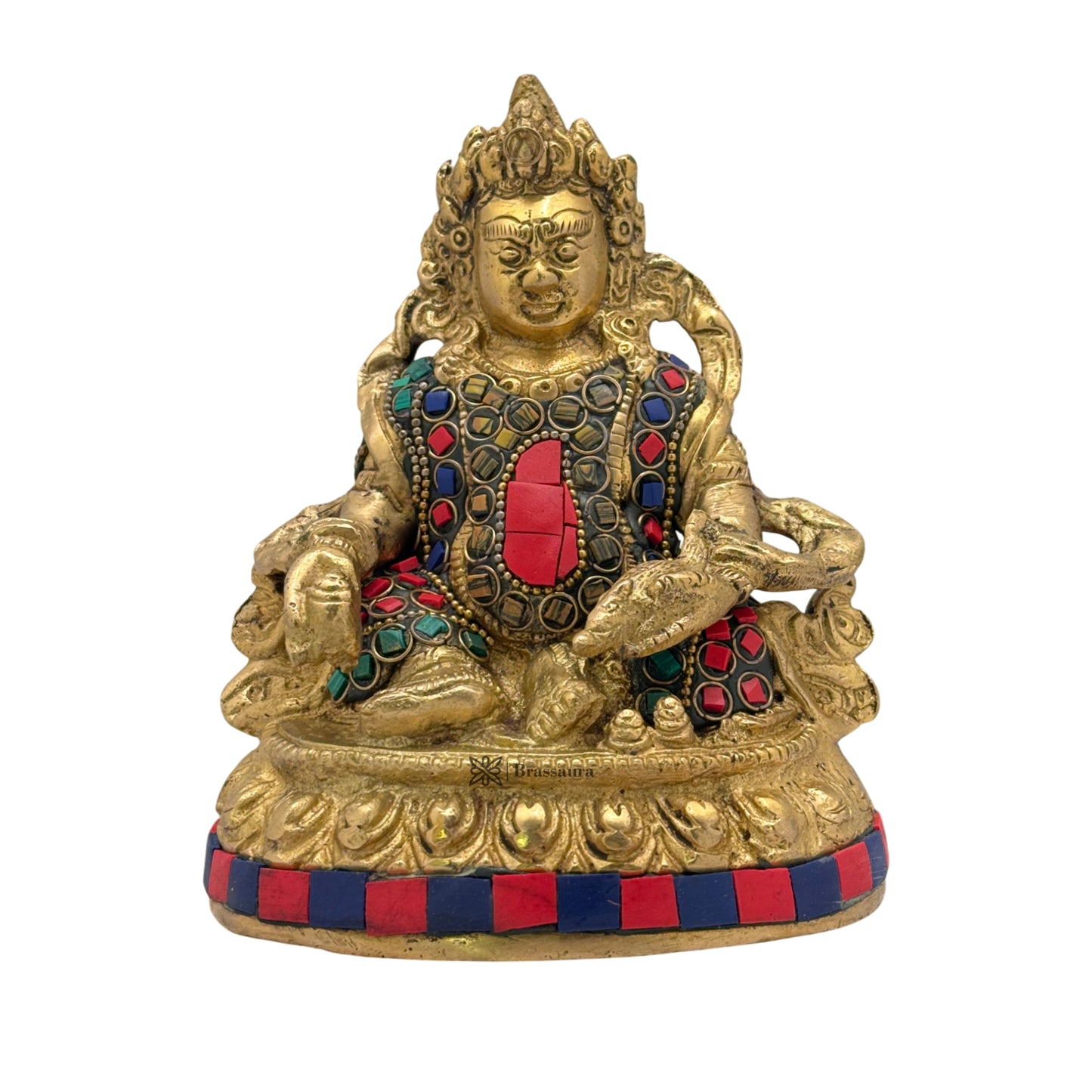 Brass Kubera God of Wealth-Kuber God Statue for Home Decor Weight 1.2 Kg Height 14 cm