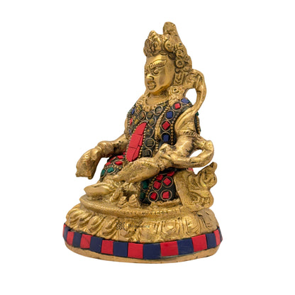 Brass Kubera God of Wealth-Kuber God Statue for Home Decor Weight 1.2 Kg Height 14 cm