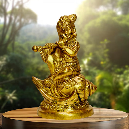 Brass Krishna Murti for Home and Decor Living Room Height 23 cm Weight 1.8 Kg