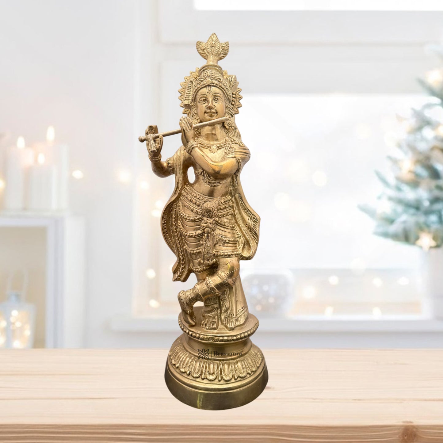 Brass Krishna Murti for Home and Decor Living Room Weight 5 Kg Height 41 cm