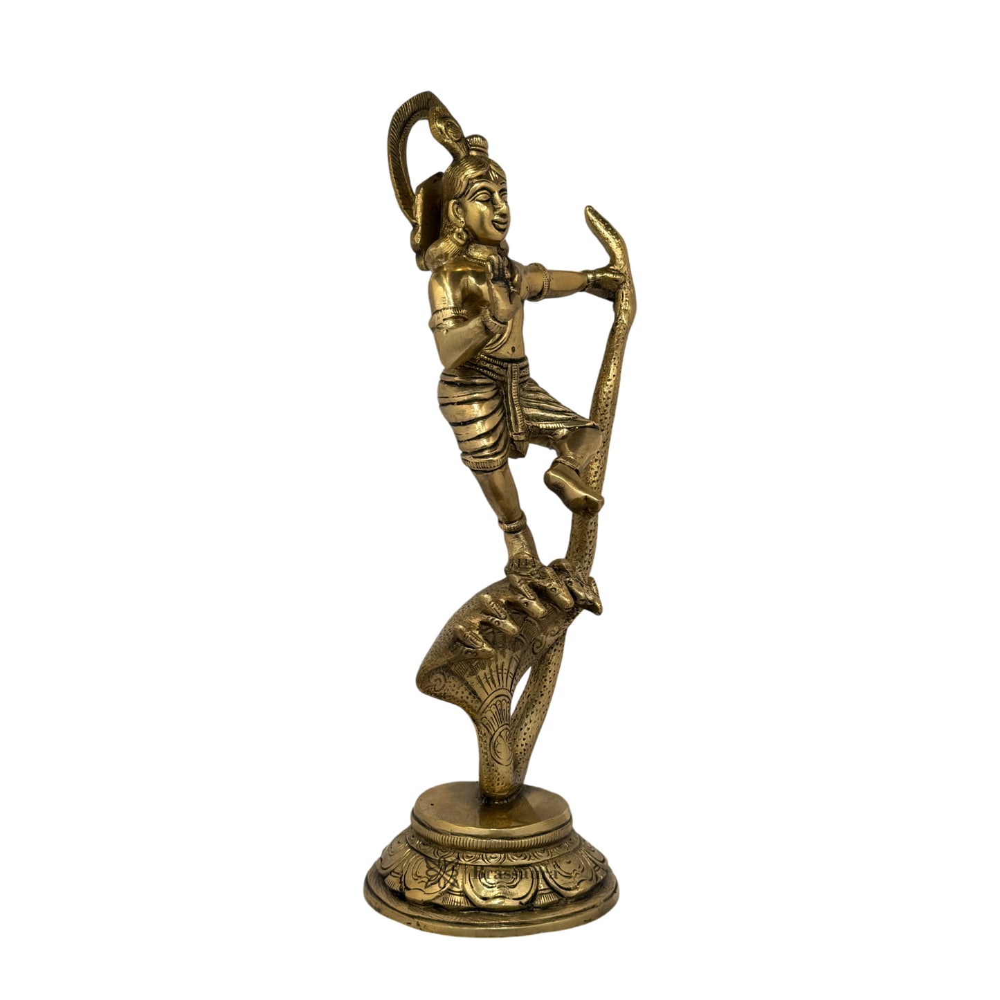 Brass Krishna On Kaliya Naag Murti for Home and Decor Living Room Height 36 cm Weight 2.5 Kg