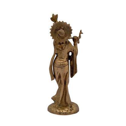 Handmade Brass Krishna Statue Modern Artwork for Home Entrance Height 28 cm Weight 1.5 Kg