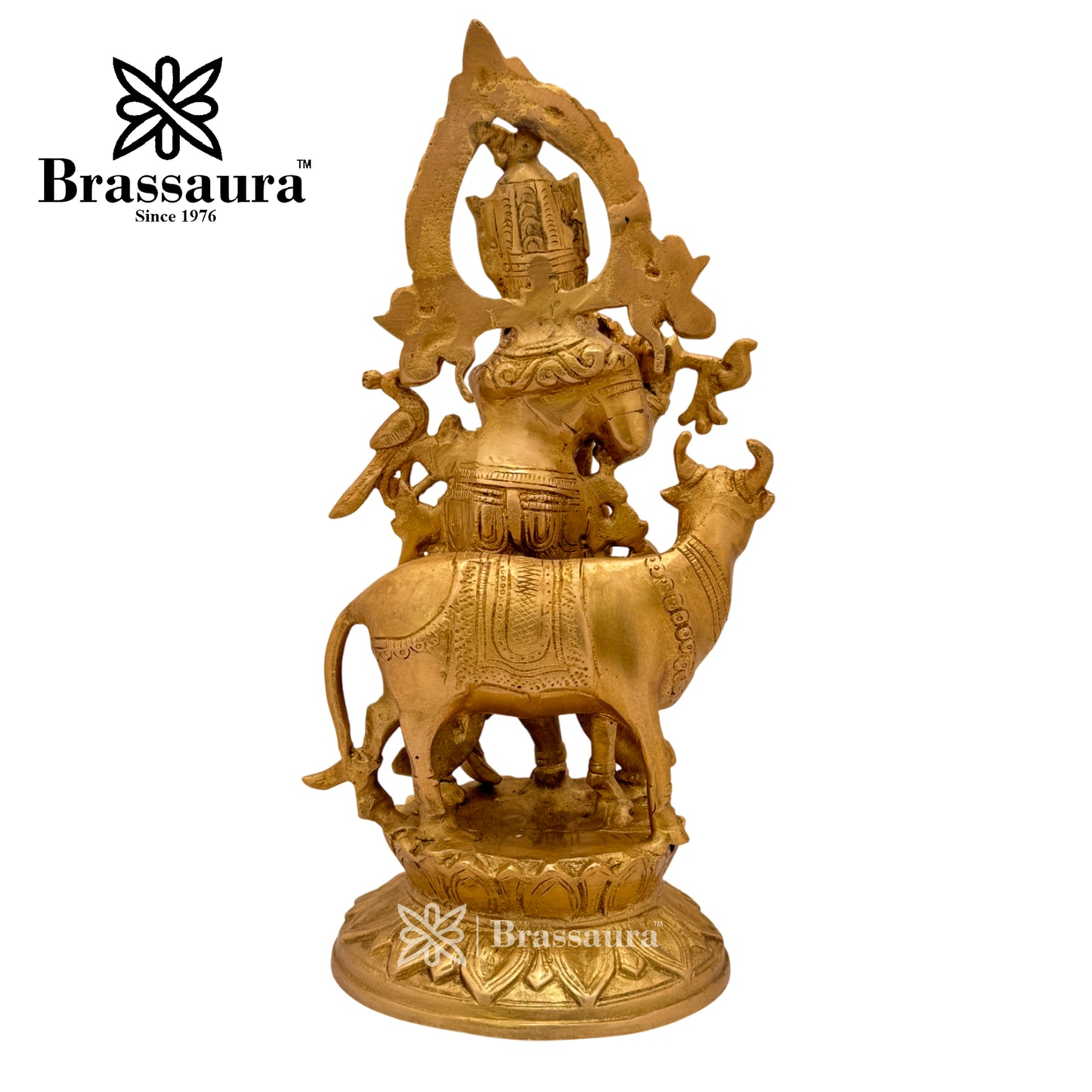 Brass Krishna with Cow Idol for Home and Decor Weight 3.8 Kg Height 31 cm