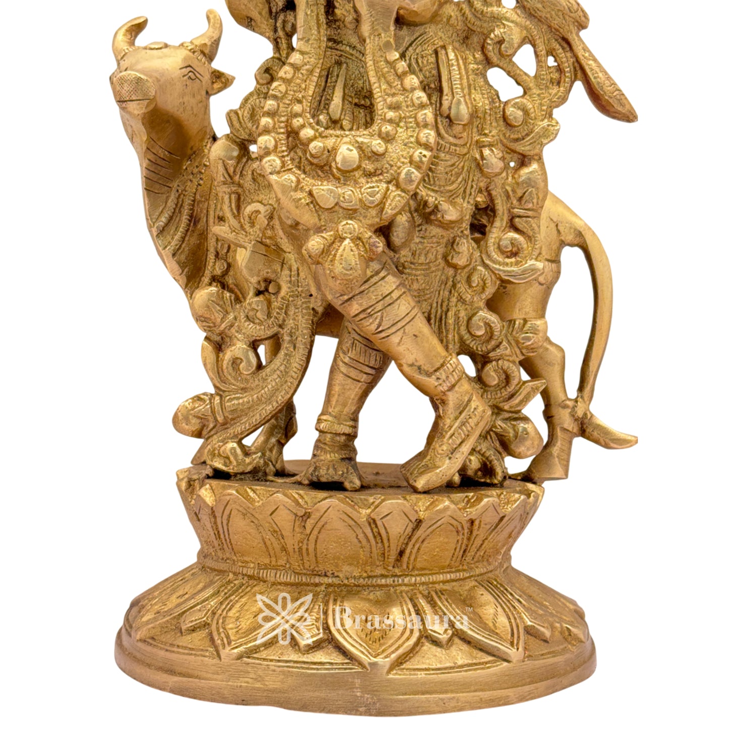 Brass Krishna with Cow Idol for Home and Decor Weight 3.8 Kg Height 31 cm