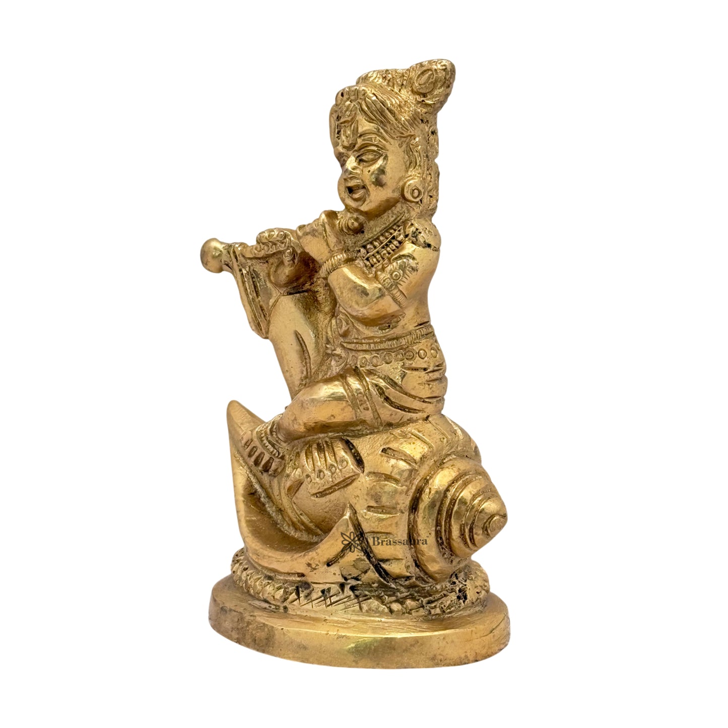 Brass Krishna Murti for Home and Decor Living Room Handmade Height 14 cm Weight 600 Gram