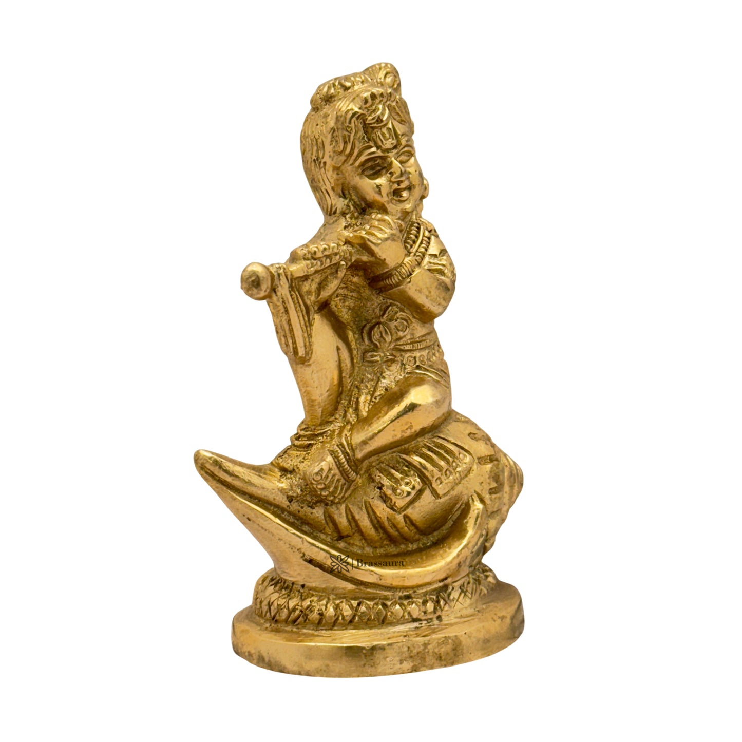 Brass Krishna Murti for Home and Decor Living Room Handmade Height 14 cm Weight 600 Gram