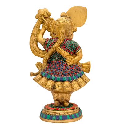 Brass Gem Stone Work Shrinath Gowardhan Krishna Idol Statue with Colorful Stones Height 33 cm Weight 4.2 Kg