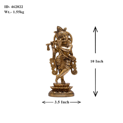 Brass Standing Krishna Weight 1.55 Kg And Height 10 Inch