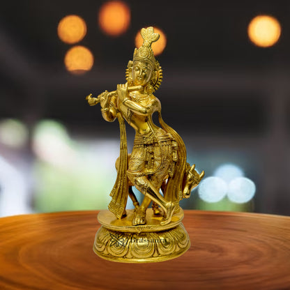 Brass Krishna Murti for Home and Decor Living Room Height 38 cm Weight 4.5 Kg