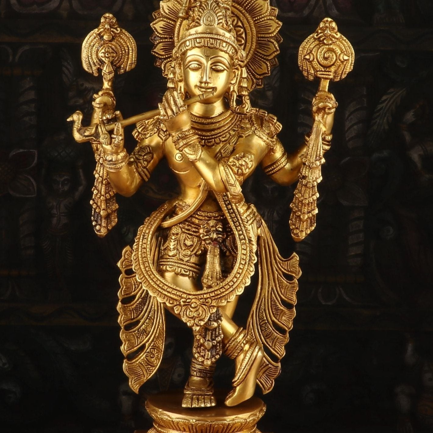 Brass Classic Krishna Weight 9.6 Kg And Height 20 Inch