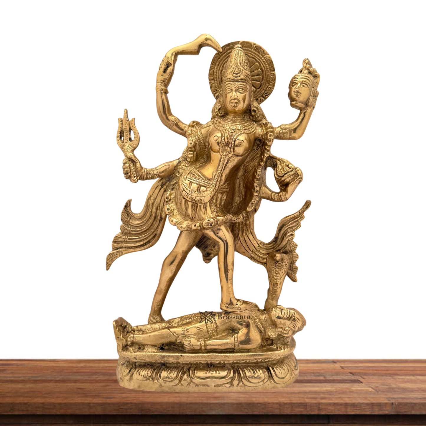 Brass Golden Kali MATA Murti for Home and Decor Show Piece for Living Room Height 28 cm Weight 2.95 Kg