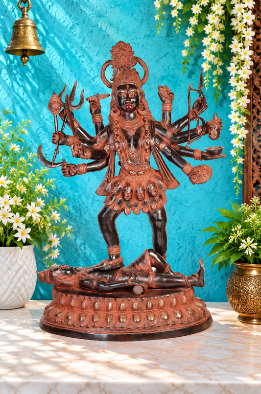 ब्रसौर® महाकाली शिव पर खड़ी | शुद्ध पीतल | ऊँचाई 43 इंच और वज़न 63 किलोग्राम