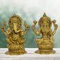 Brass Laxmi Ganesha Idols for Home and Decor Show Piece for Living Room Height 11 cm Weight 1.6 Kg