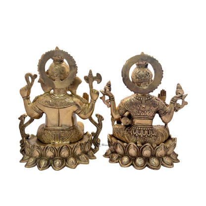 Brass Laxmi Ganesha Murti for Home and Decor Show Piece for Living Room Height 27 cm Weight 8.7 Kg