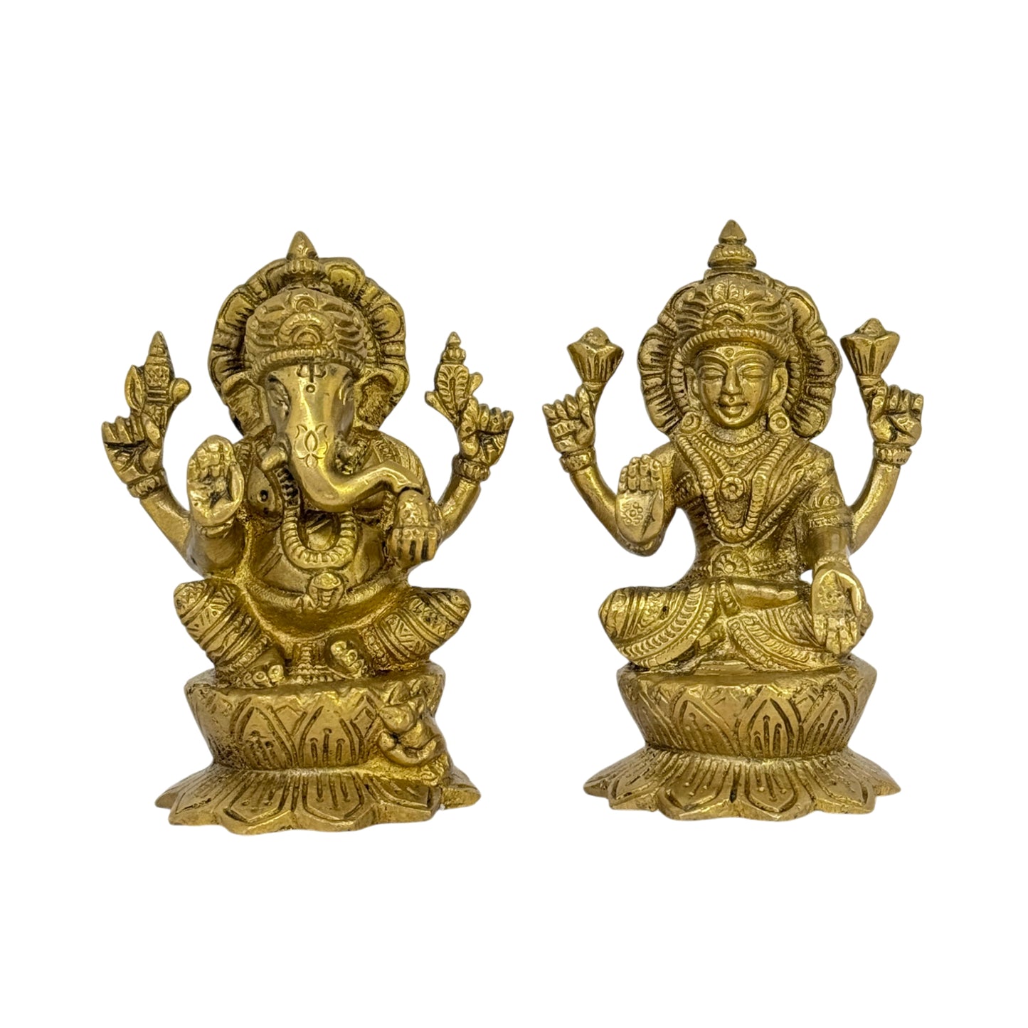 Brass Laxmi Ganesha Idols for Home and Decor Show Piece for Living Room Height 11 cm Weight 1.6 Kg