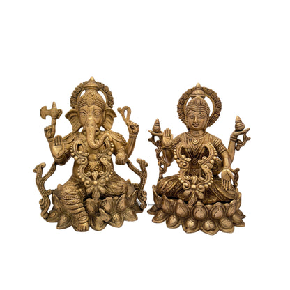 Brass Laxmi Ganesha Murti for Home and Decor Show Piece for Living Room Height 27 cm Weight 8.7 Kg