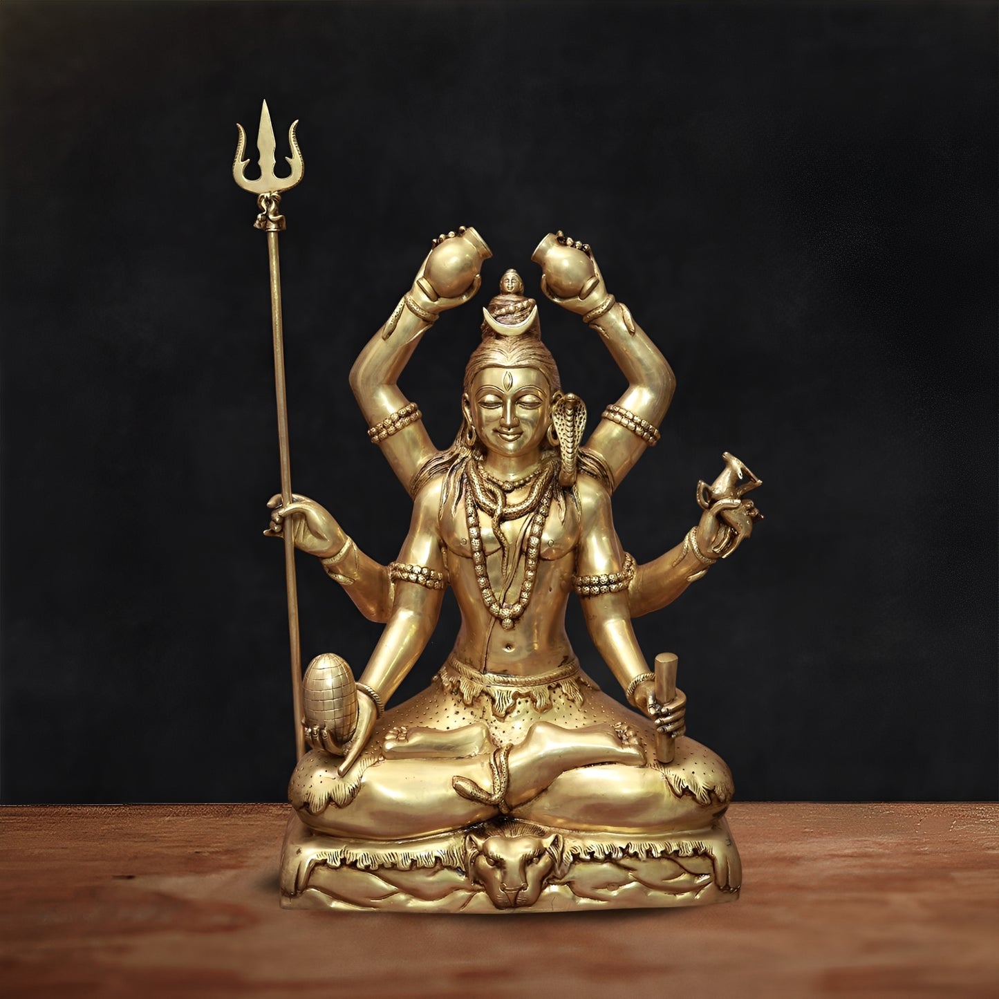 Brassaura™ Brass Lord Mrityunjaya Shiva Statue, Height 30 Inches | Temple & Home Décor