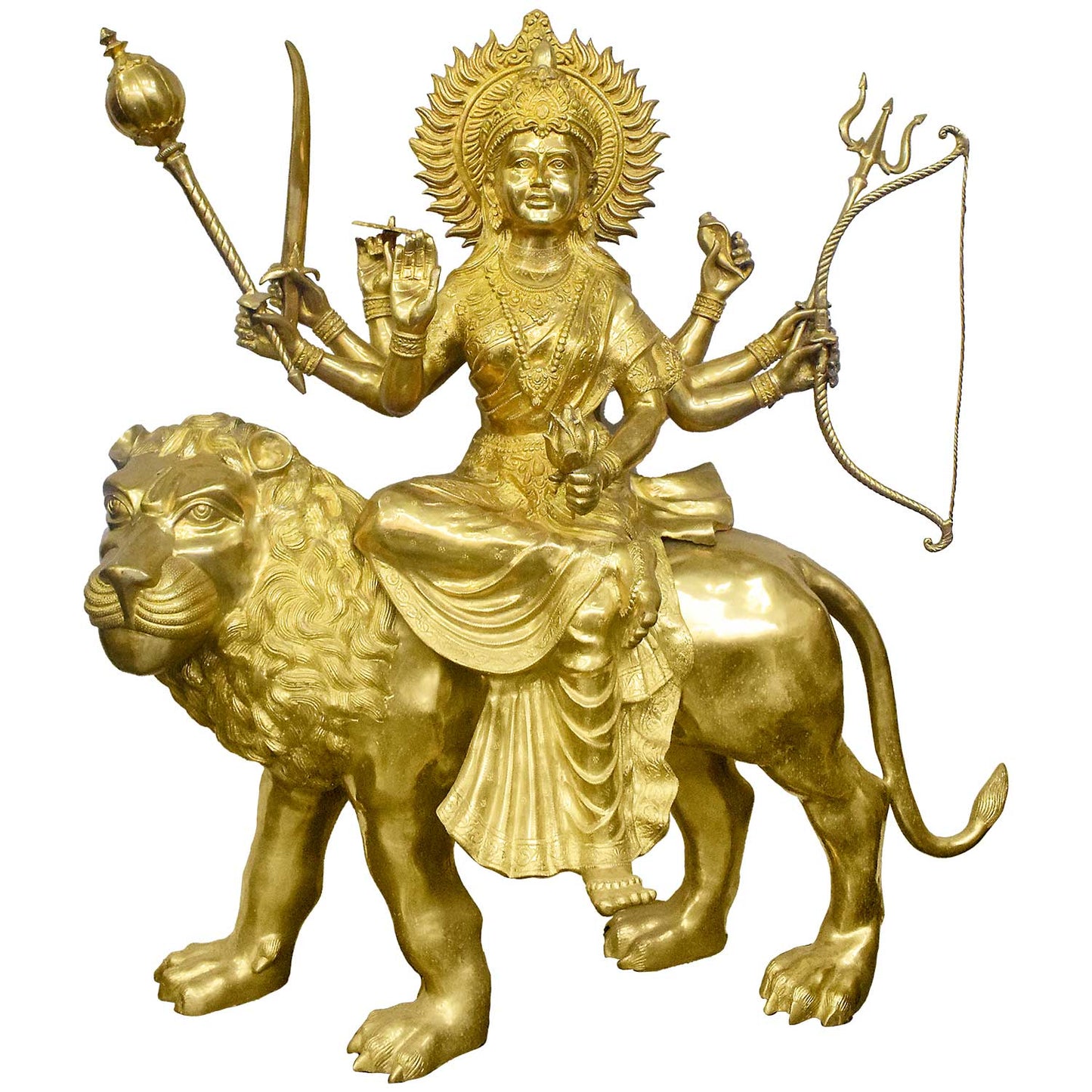 Brassaura® Brass Goddess Durga Statue | Height 58 Inches