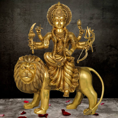 SUPER FINE BRASS DURGA MATA IDOL HEIGHT 24.5 INCH