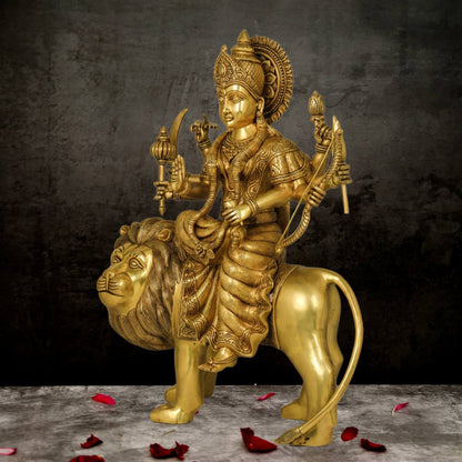 SUPER FINE BRASS DURGA MATA IDOL HEIGHT 24.5 INCH