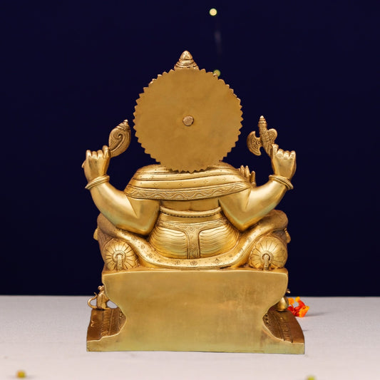 18-INCH BRASS GANESH IDOL DIVINE MASTERPIECE FOR HOME