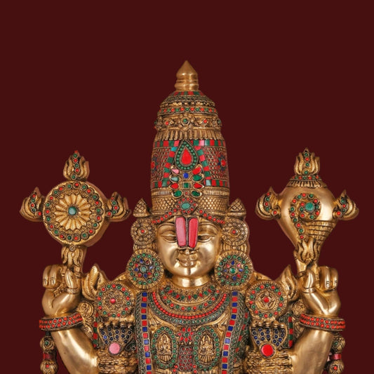 Brassaura® Brass Colourful Venkateswara Swamy Idol | Height 48 Inches & Weight 49 kg