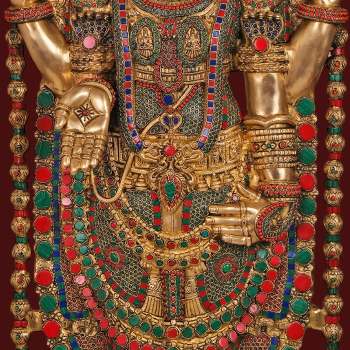 Brassaura® Brass Colourful Venkateswara Swamy Idol | Height 48 Inches & Weight 49 kg
