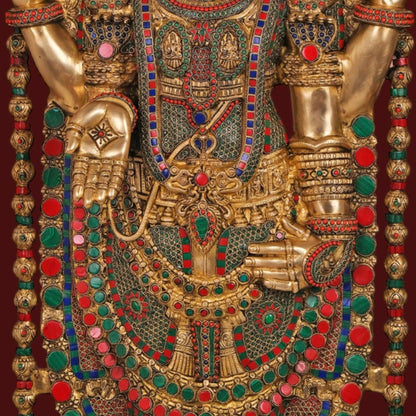 Brassaura® Brass Colourful Venkateswara Swamy Idol | Height 48 Inches & Weight 49 kg
