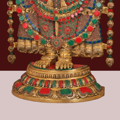 Brassaura® Brass Colourful Venkateswara Swamy Idol | Height 48 Inches & Weight 49 kg