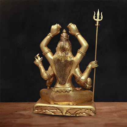 Brassaura™ Brass Lord Mrityunjaya Shiva Statue, Height 30 Inches | Temple & Home Décor