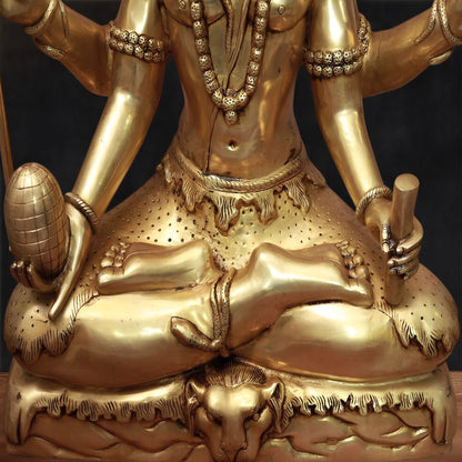 Brassaura™ Brass Lord Mrityunjaya Shiva Statue, Height 30 Inches | Temple & Home Décor