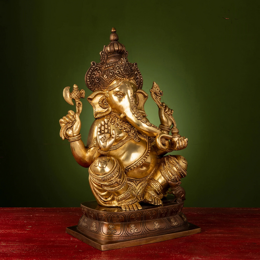 Brassaura® Brass Ganesha Statue for Temple | Height 16 Inches