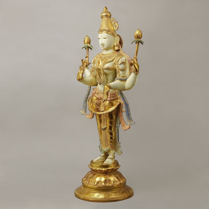 Brassaura™ Brass Lakshmi Statue | Height 40 Inches & Weight 32.430 kg