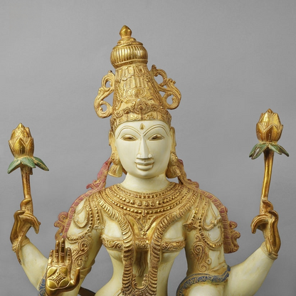 Brassaura™ Brass Lakshmi Statue | Height 40 Inches & Weight 32.430 kg