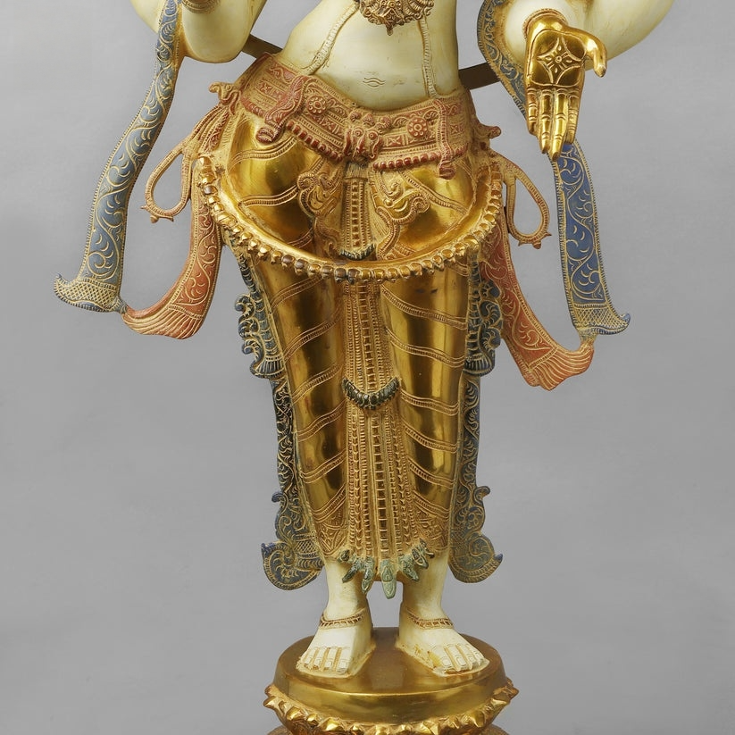 Brassaura™ Brass Lakshmi Statue | Height 40 Inches & Weight 32.430 kg