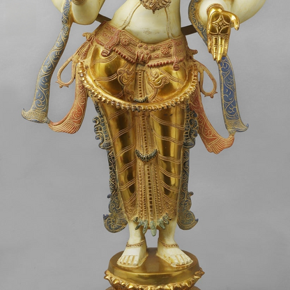 Brassaura™ Brass Lakshmi Statue | Height 40 Inches & Weight 32.430 kg
