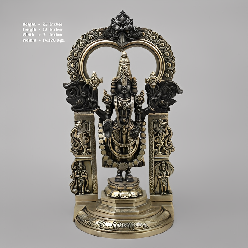 Handcrafted brass statue Balaji Statue with Gold and Black Finish 22 inches