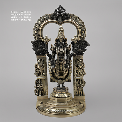 Handcrafted brass statue Balaji Statue with Gold and Black Finish 22 inches