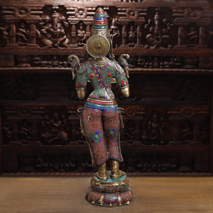 Brassaura™ Brass Deep Lakshmi Statue | Height 43 Inches & Weight 30.290 kg