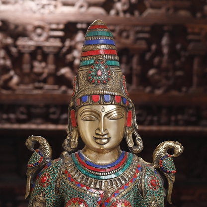 Brassaura™ Brass Deep Lakshmi Statue | Height 43 Inches & Weight 30.290 kg