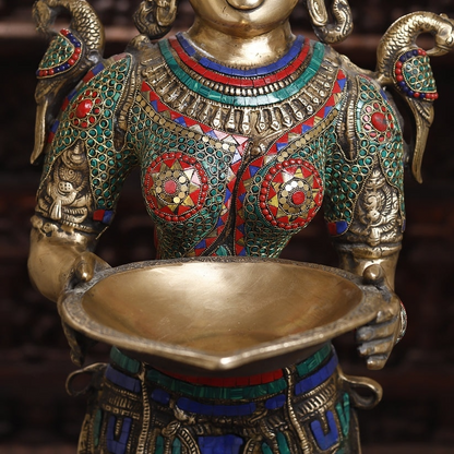 Brassaura™ Brass Deep Lakshmi Statue | Height 43 Inches & Weight 30.290 kg