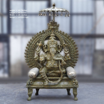 Brassaura™ Brass Big Ganesha Statue | Height 66 Inches & Weight 145 kg