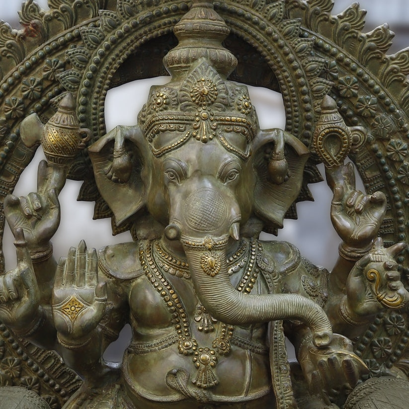 Brassaura™ Brass Big Ganesha Statue | Height 66 Inches & Weight 145 kg
