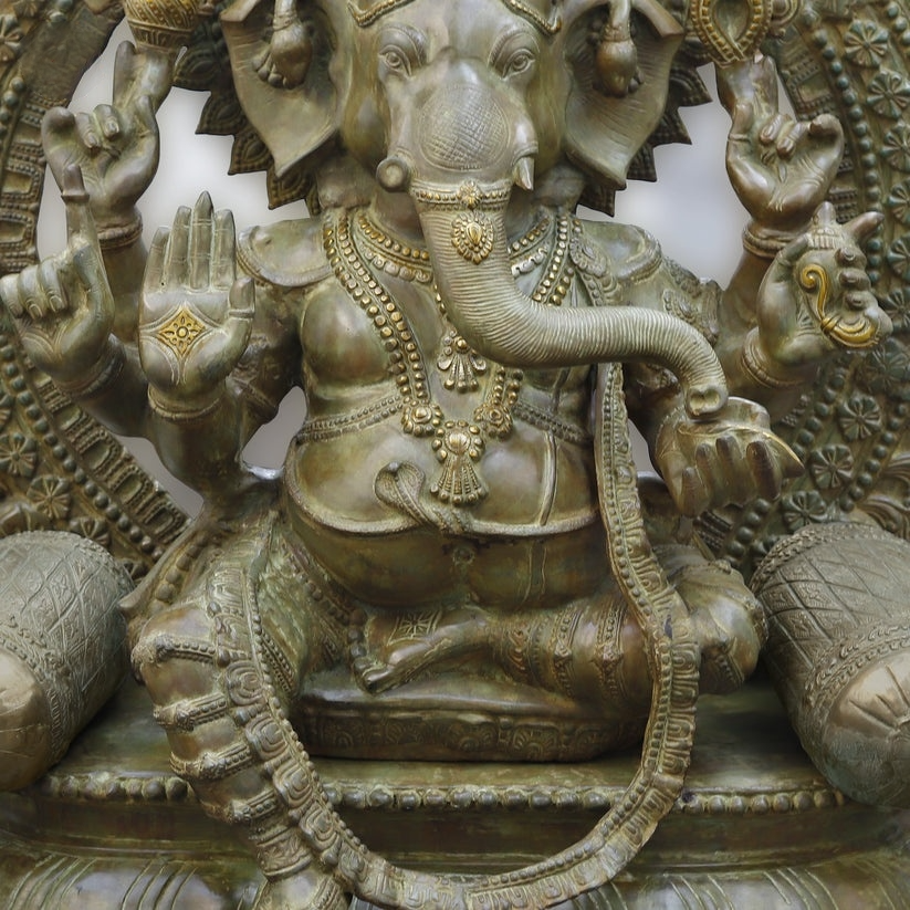 Brassaura™ Brass Big Ganesha Statue | Height 66 Inches & Weight 145 kg