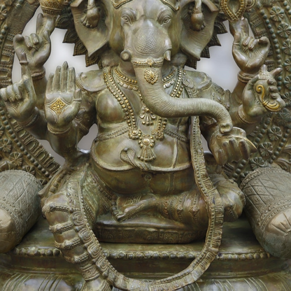 Brassaura™ Brass Big Ganesha Statue | Height 66 Inches & Weight 145 kg